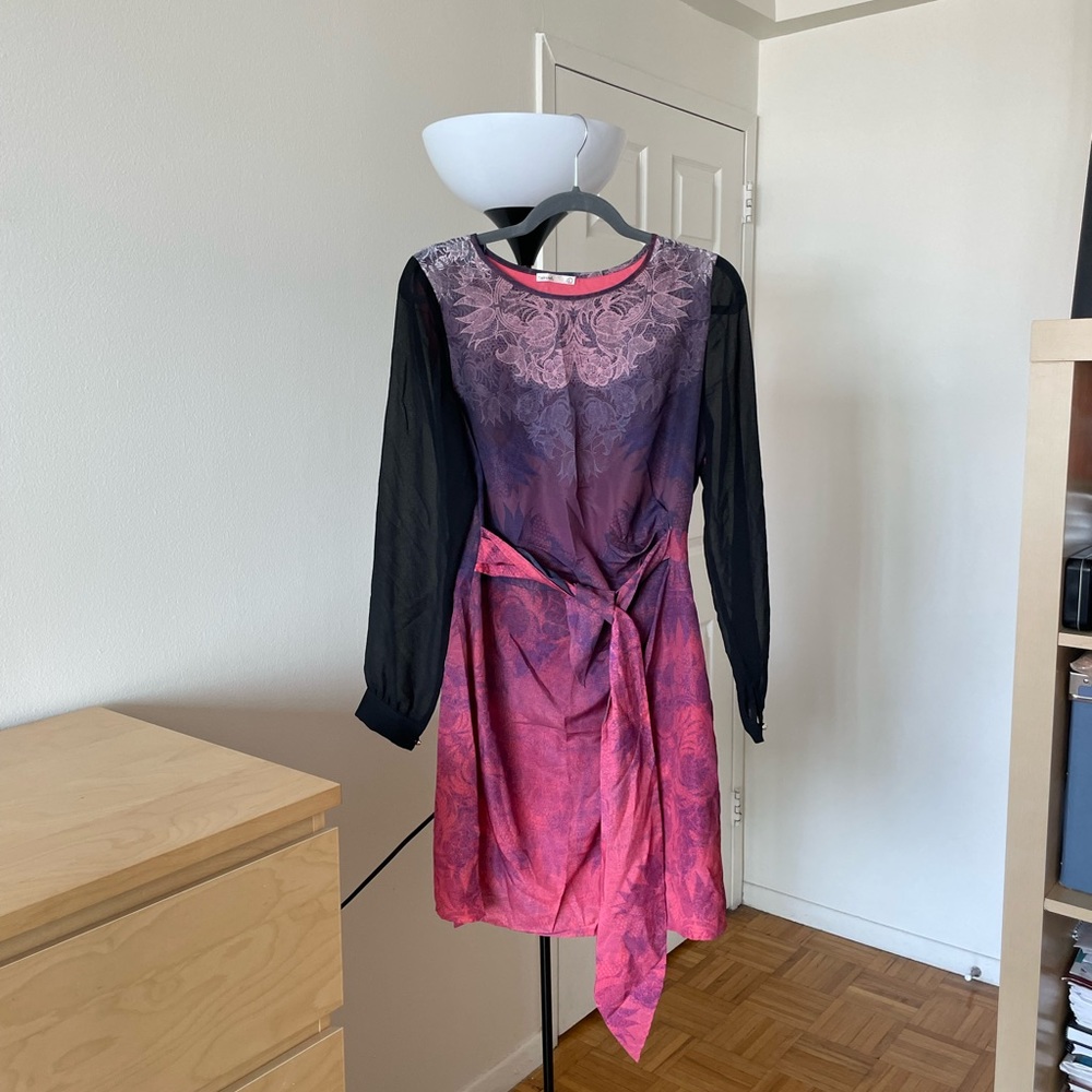 Lavand brand dress in pink, black and purple pattern, size M/8
